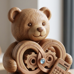 Le nounours en bois, mascotte de LesP'titsComptes